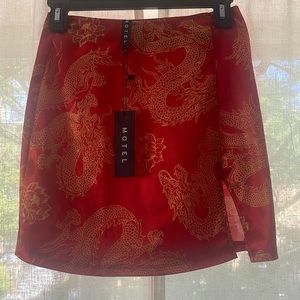 Wren Skirt Dragon Flower Red Gold